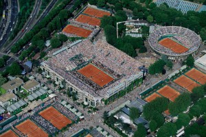 Aerial View of Roland Garros Tennis Stadium and Grounds, Paris